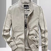Men's Plus Size Casual Lightweight Bomber Jacket - Beige White