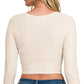 Zenana Ribbed Surplus Waist Band Long Sleeve Top - Farnelli