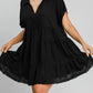 Umgee Full Size Raw Hem Folded Sleeve Tiered Dress Plus Size - Farnelli