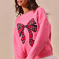 SO ME Checker Plaid Ribbon Christmas Holiday Sweater - Farnelli