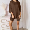 Basic Bae Full Size Soft Rayon Three-Quarter Sleeve Top and Shorts Set - Chocolate