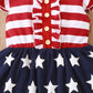 Striped & Stars Ruffled Round Neck Cap Sleeve Dress - Farnelli