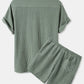 Men's Full Size Button Detail Short Sleeve Top and Shorts Set Plus Size - Farnelli
