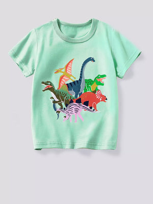 Children's Dinosaur Crew Neck Short Sleeve T-Shirt - Farnelli