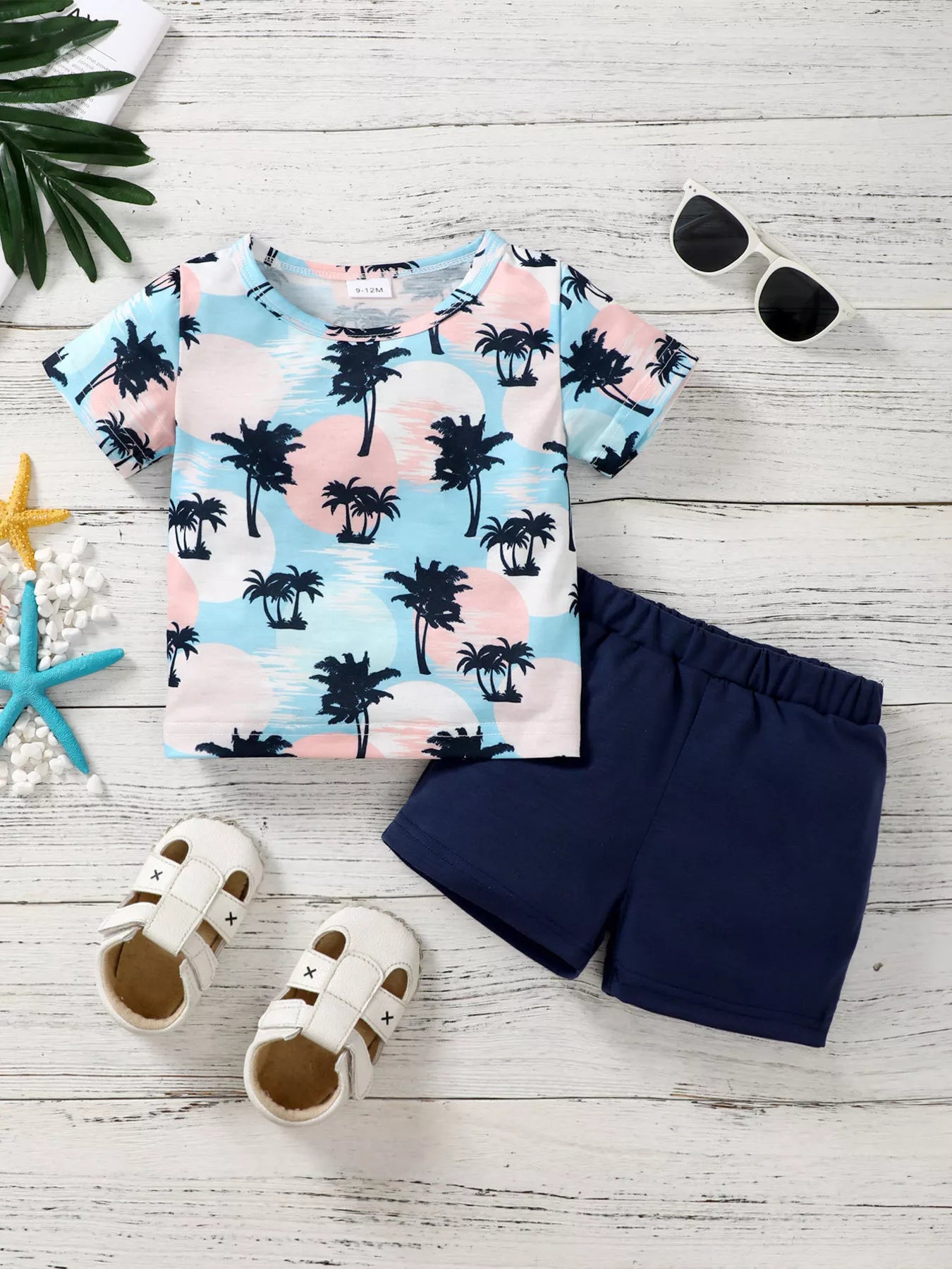 Children's Tropical Palm Tree Print Outfit Set - Farnelli