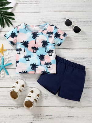 Children's Tropical Palm Tree Print Outfit Set - Farnelli