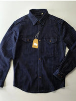 Men's Plus Size Striped Button Up Denim Shirt - Farnelli