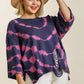 Umgee Full Size Tie Dye Side Slit Round Neck Distressed Detail Sweater Plus Size - Farnelli