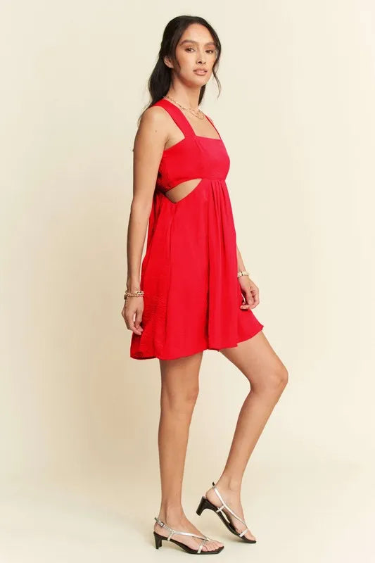 Davi & Dani Washed Satin Cutout Skirt Bandeau Mini Dress - Farnelli