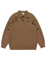 Men's Plus Size Letter Long Sleeve Polo Sweatshirt - Farnelli