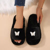 Butterfly Open Toe Slippers - Black