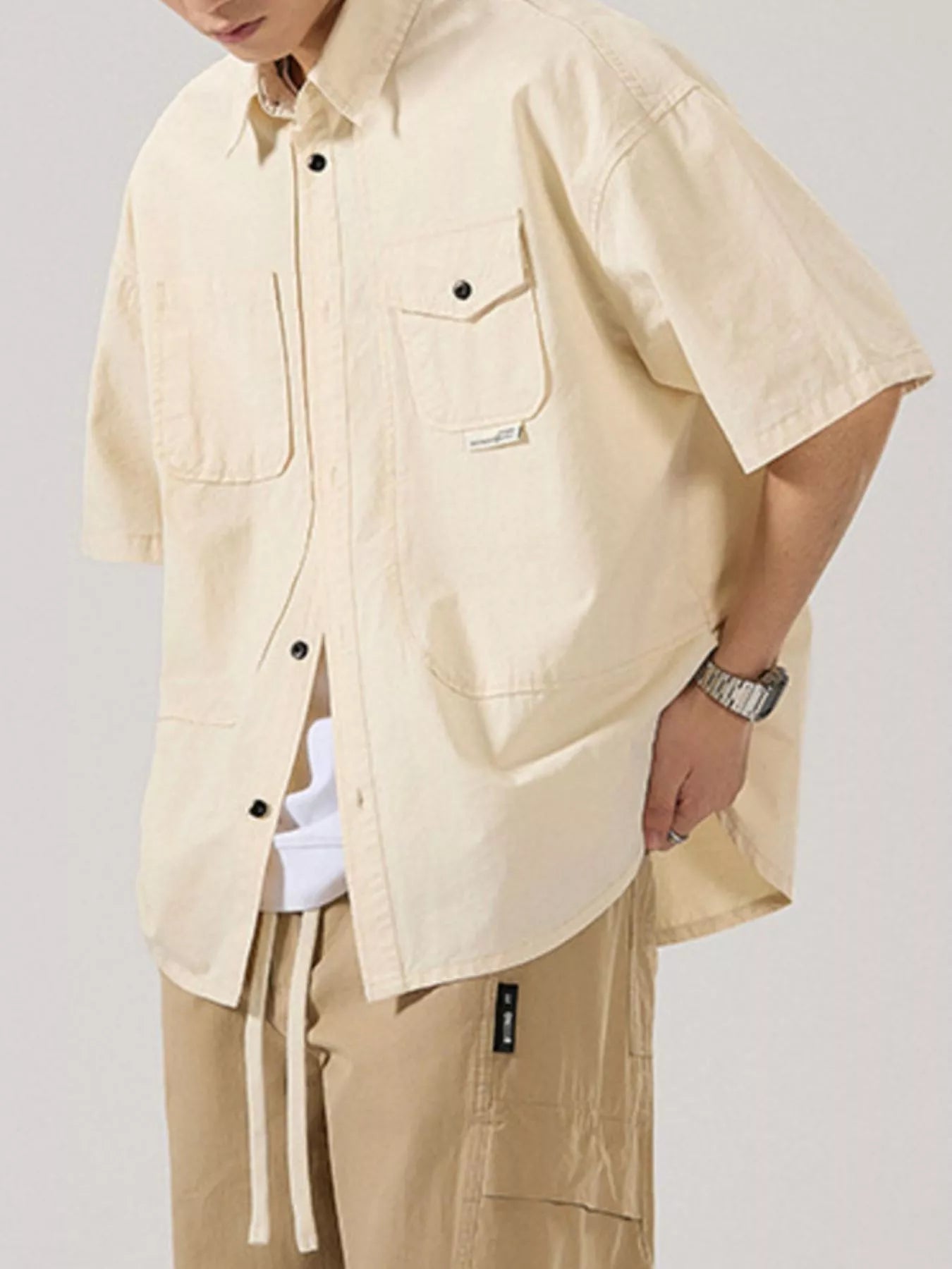 Men's Full Size Button Up Half Sleeve Shirt Plus Size - Farnelli