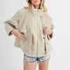 Aemi + Co Fake Two Pieces Turtleneck Sherpa Jacket with Pockets - Sand