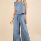 VERY J Solid Woven Top & Pants Set - Farnelli
