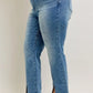 Judy Blue Full Size High Waist Vintage Wash Front Seam & Slit Straight Plus Size - Farnelli