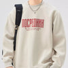 Men's Plus Size Letter Graphic Crew Neck Sweatshirt - Apricot