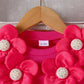 Children's Floral Applique Ribbed Top & Button Decor Skirt Set - Farnelli