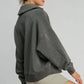 Umgee Johnny Collar Dropped Shoulder Sweatshirt - Farnelli