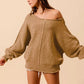 SO ME Loose Fit Exposed Seam Slouchy Boucle Sweater - Farnelli