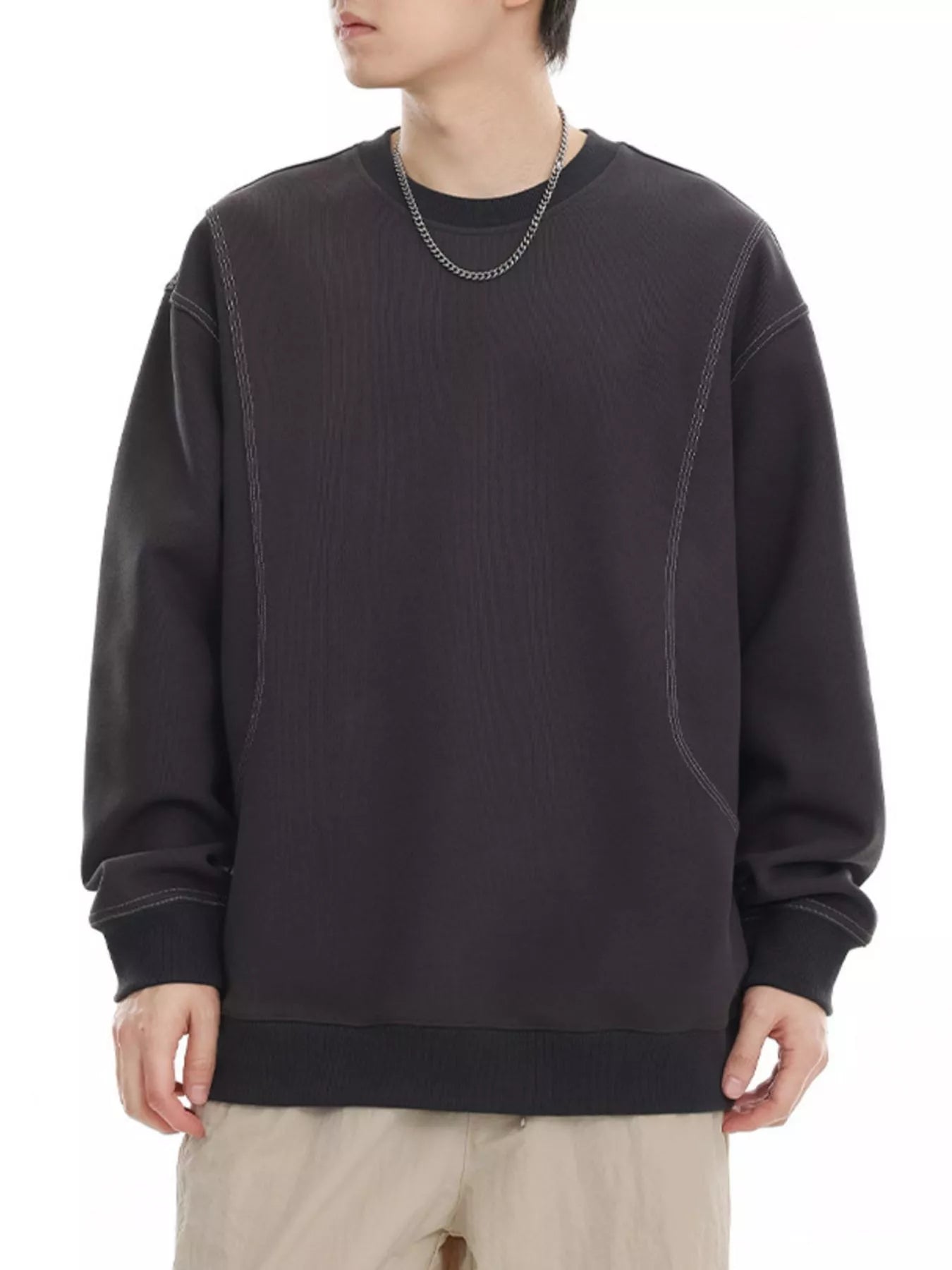 Men's Plus Size Round Neck Long Sleeve Sweatshirt - Farnelli