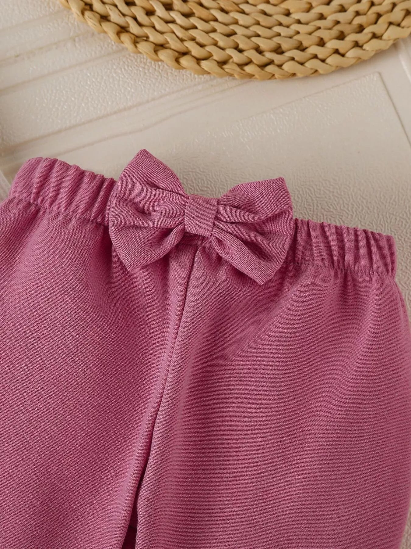 Children's Floral Applique Ribbed Top & Flare Leg Pants Set - Farnelli