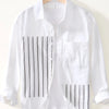 Men's Plus Size Striped Button Up Long Sleeve Shirt - Beige