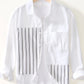 Men's Plus Size Striped Button Up Long Sleeve Shirt - Farnelli