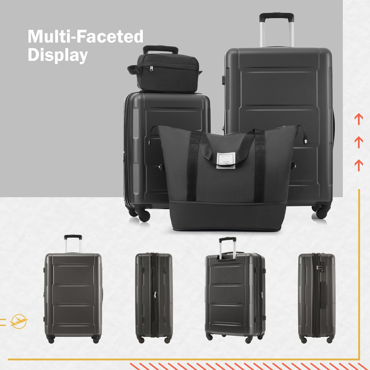 HouseOfZazla expandable 2-piece luggage set with TSA lock and spinner wheels in multiple colors