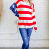 And The Why American Flag Long Sleeve Sweater - RED/NAVY