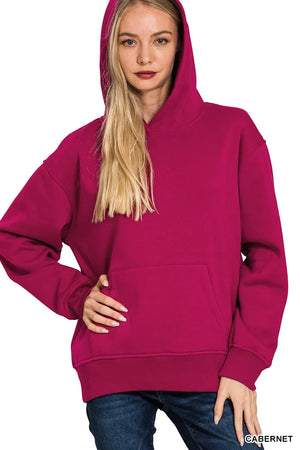 Zenana Fleece Kangaroo Pocket Hoodie - Farnelli