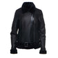 Tashas Black Sheepskin Shearling B-3 Bomber Style Jacket