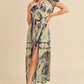 Aemi + Co Lace Detail Slit Geometric Print Short Sleeve Maxi Dress - Farnelli