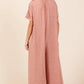 Mittoshop Button Detail Short Sleeve Wide Leg Jumpsuit - Farnelli