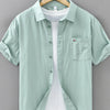 Men's Plus Size Plaid Button Up Short Sleeve Shirt - Green