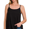 Zenana Two-Way V and Scoop Neck Reversible Spaghetti Cami - BLACK
