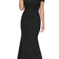 CLEARANCE - Eureka 7100 Lace Appliqued Bodice Long Dress Off-Shoulder (Size S)