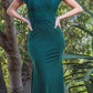 CLEARANCE - Eureka 7100 Lace Appliqued Bodice Long Dress Off-Shoulder (Size S)