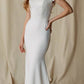 CLEARANCE - Eureka 7100 Lace Appliqued Bodice Long Dress Off-Shoulder (Size S)