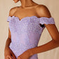 CLEARANCE - Eureka 7100 Lace Appliqued Bodice Long Dress Off-Shoulder (Size 2XL)