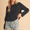 Aemi+Co Round Neck Long Sleeve T-Shirt - BLACK