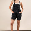 VERY J Plus Size Mineral Washed Sleeveless Knit Romper - Black