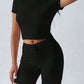 Round Neck Short Sleeve Top and Shorts Set - Farnelli
