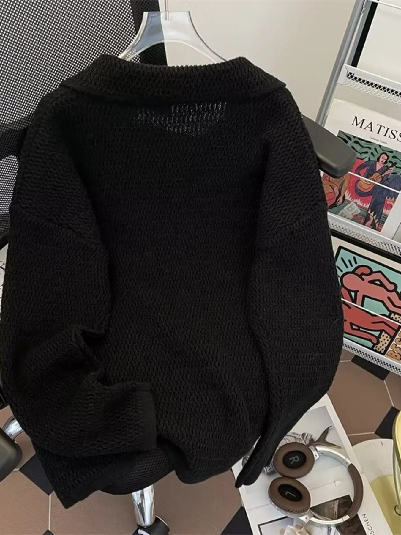Men's Textured Knit Polo Collar Sweater - Farnelli