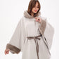 Genuine Mink Fur Double Face Wool Hooded Poncho
