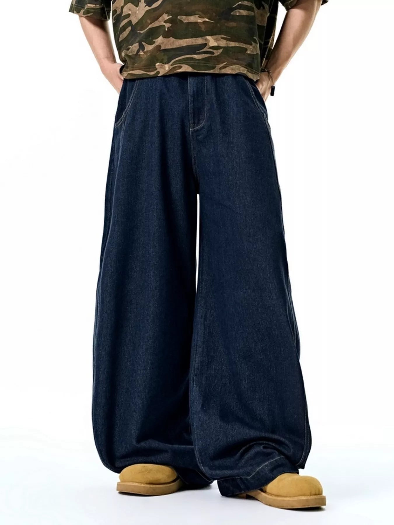 Men's Washed Wide Leg Jeans - Farnelli