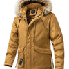 Men's Plus Size Fur Hooded Winter Parka Coat - Earthy Yellow