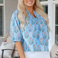 Kinley Floral Shirred Yoke Split Neck Blouse - Farnelli
