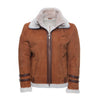 Hagans Tan Aviator Bomber Suede Shearling Jacket - Tan