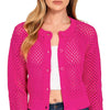 Zenana Button Down Lightweight Crochet Cardigan Sweater - HOT PINK