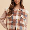 Annie Wear Faux Fur Plaid Button Up Jacket - Brown